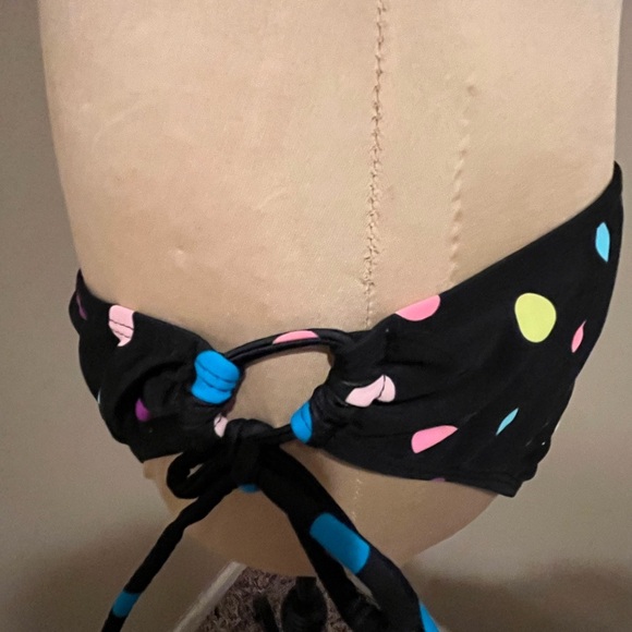 Tahiti Polka Dot Halter Bikini - Black  Multicolor Dots,  Top- Med/Bottem-Large - Picture 4 of 9